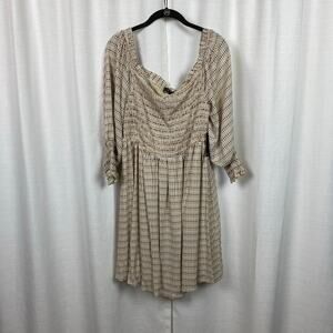 Eloquii Cream Dot Print Puff Sleeve Mini Dress Sz.14W NWT